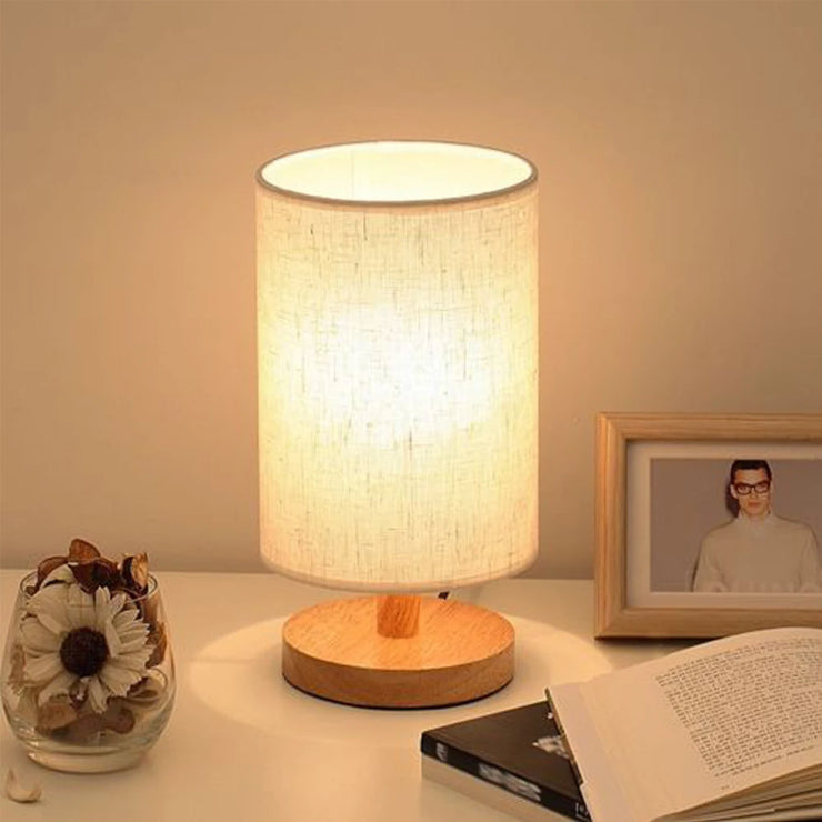 Lampe de Table en Lin et Bois
