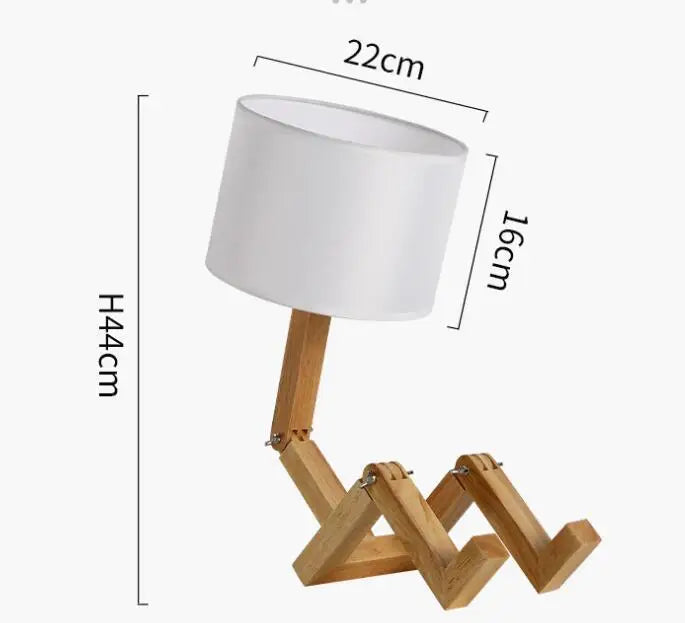 Lampe de Bureau en Forme de Robot en Bois