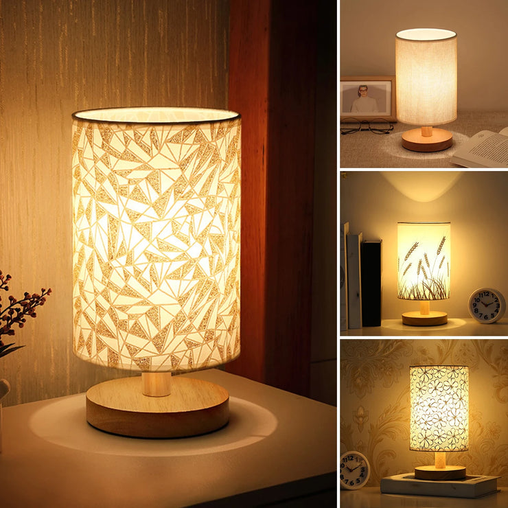 Lampe de Table en Lin et Bois