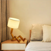 Lampe de Bureau en Forme de Robot en Bois