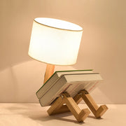 Lampe de Bureau en Forme de Robot en Bois