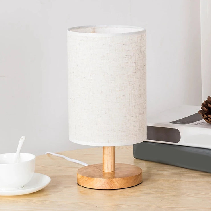 Lampe de Table en Lin et Bois