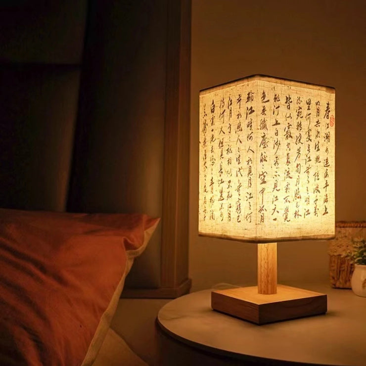 Lampe de Bureau en Bois Rétro de Style Chinois